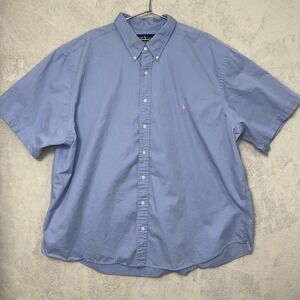 VTG Polo Ralph Lauren Shirt Men's Size 3XB Blue Button Up Short Sleeve Cotton